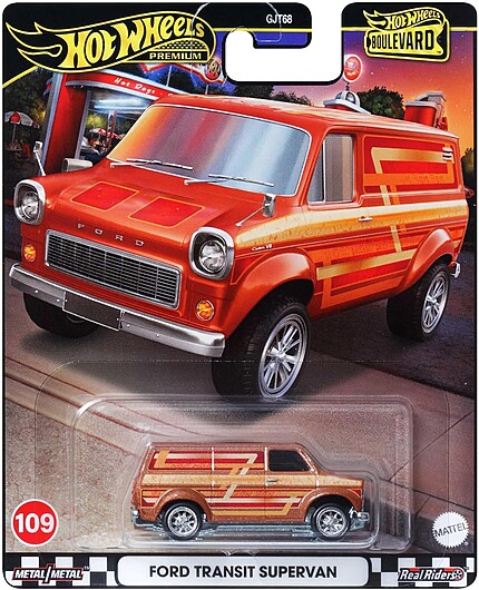 Machetă Hot Wheels Ford Transit Supervan #109 portocaliu Boulevard HRT76 1:64