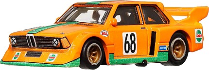 Hot Wheels BMW 320 Group 5 portocaliu verde vedere frontală