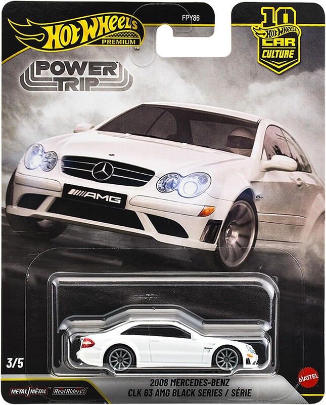 Machetă Hot Wheels Mercedes-Benz CLK 63 AMG Black Series alb Power Trip JKF29 1:64