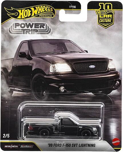 Machetă Hot Wheels Ford F-150 SVT Lightning 1999 negru Power Trip JKF33 1:64