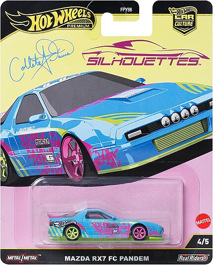 Machetă Hot Wheels Mazda RX-7 FC Pandem albastru Silhouettes JBK60 1:64