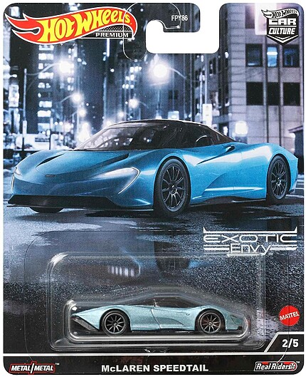 Machetă Hot Wheels McLaren Speedtail albastru Exotic Envy HCJ92 1:64