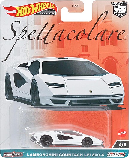 Machetă Hot Wheels Lamborghini Countach LPI 800-4 alb Spettacolare HKC40 1:64