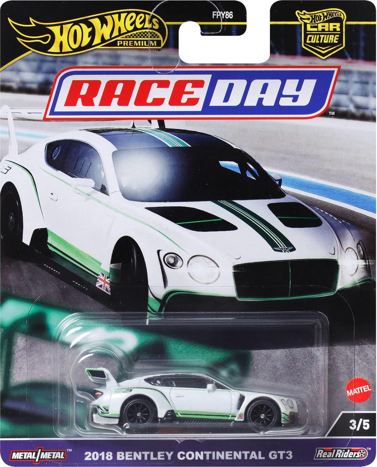 91VrYeA62bL._AC_SL1500_ Machetă Hot Wheels Bentley Continental GT3 alb Race Day HRV93 1:64