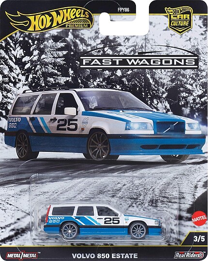 Machetă Hot Wheels Volvo 850 Estate albastru Fast Wagons JBK68 1:64