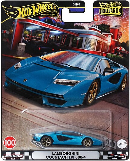 Machetă Hot Wheels Lamborghini Countach LPI 800-4 #100 albastru HRT70 1:64