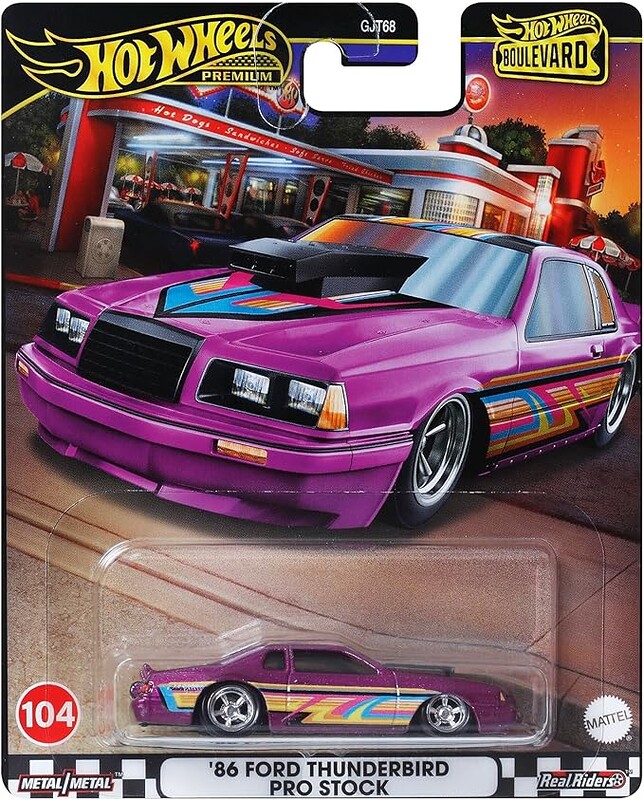Machetă Hot Wheels Ford Thunderbird Pro Stock 1986 #104 mov HRT72 1:64