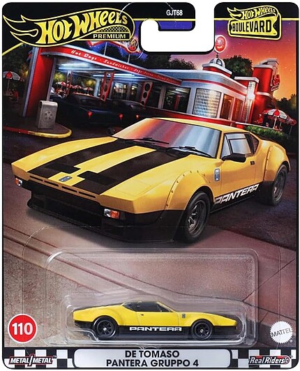 Machetă Hot Wheels De Tomaso Pantera Gruppo 4 #110 galben HRT75 1:64