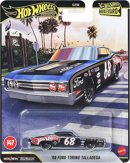 Machetă Hot Wheels Ford Torino Talladega 1969 #147 negru JHW28 1:64
