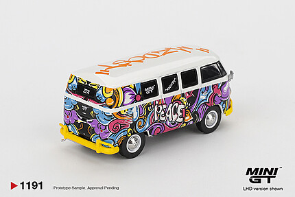 MINI GT Volkswagen T1 Micro Bus Mizu Design vedere frontală