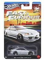 Macheta Hot Wheels Honda Civic Coupe EX EJ1 argintiu Fast & Furious JKX20 1:64