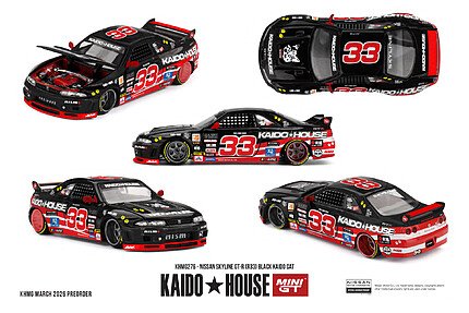 Macheta Kaido House Nissan Skyline GT-R R33 Black Kaido Cat KHMG276 1:64