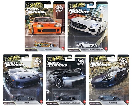 Set 5 machete Hot Wheels Premium Fast & Furious HNW46-979R 1:64